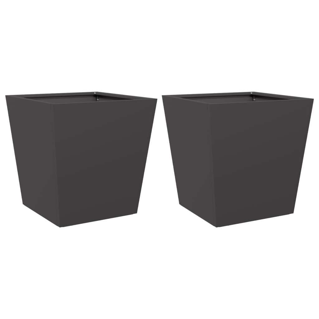 Aia taimekastid 2 tk, must, 40x40x40 cm, teras