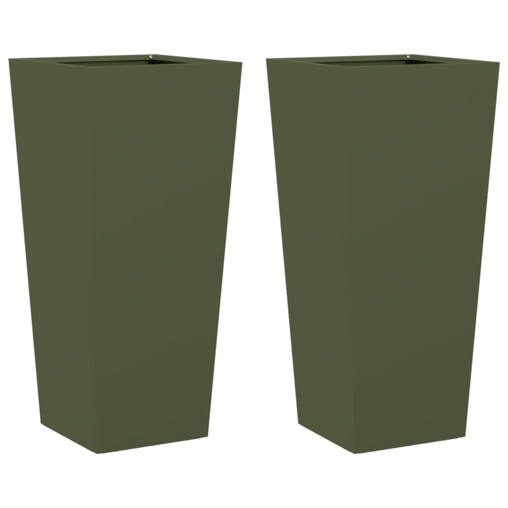 Aia taimekastid 2 tk, oliiviroheline, 35x35x75 cm, teras