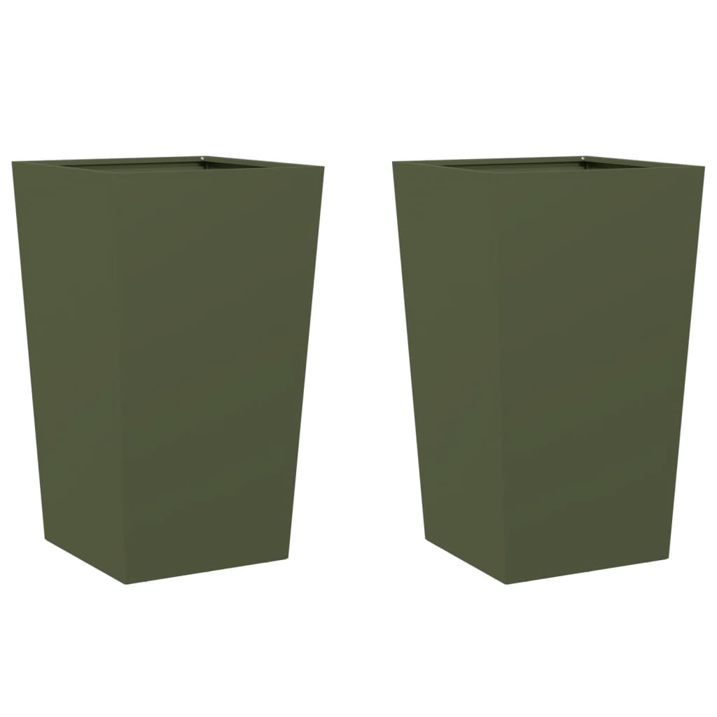 Aia taimekastid 2 tk, oliiviroheline, 45x45x75 cm, teras