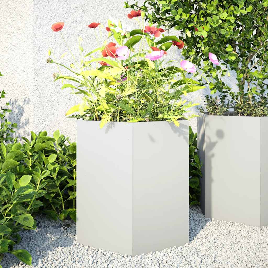 Aia taimekastid 2 tk, valge, kuusnurkne, 46x40x45 cm, teras
