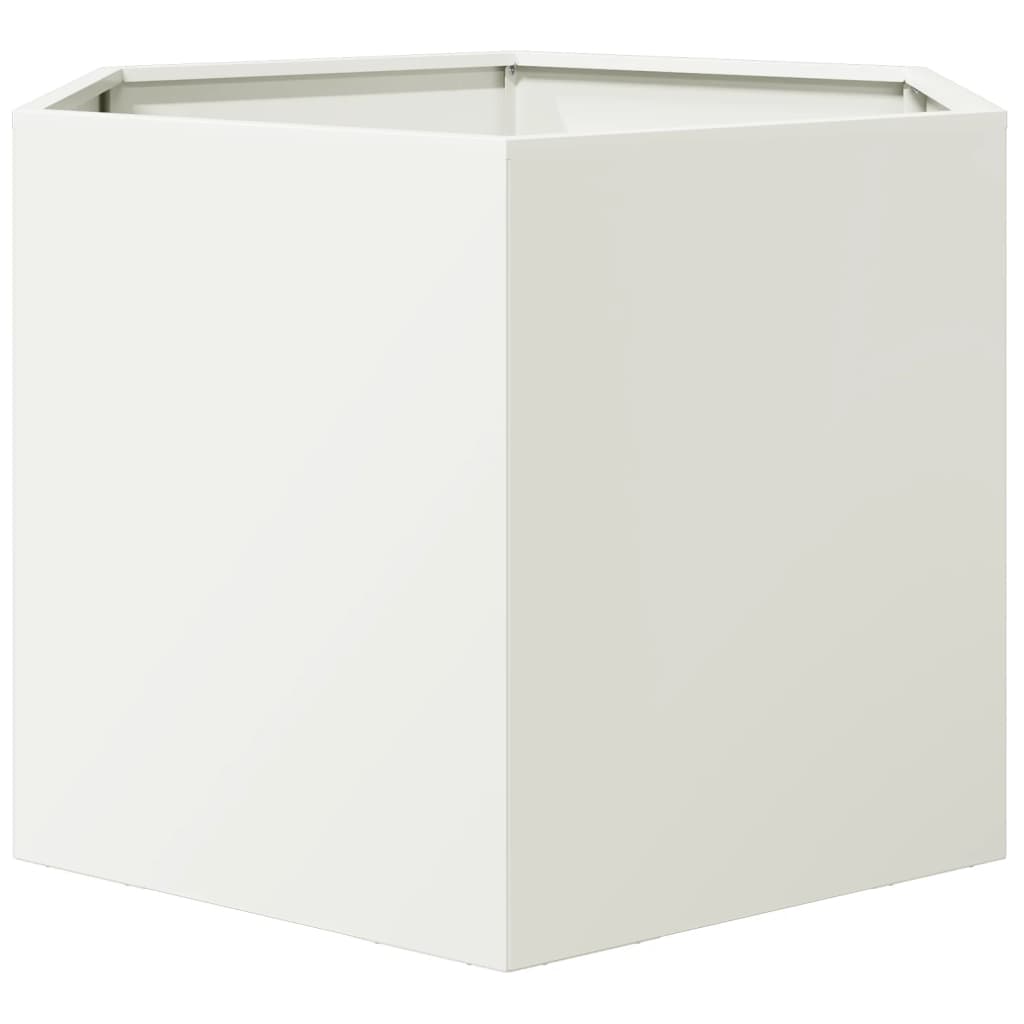 Kuusnurkne aia taimekast, valge, 69x60x45 cm, teras