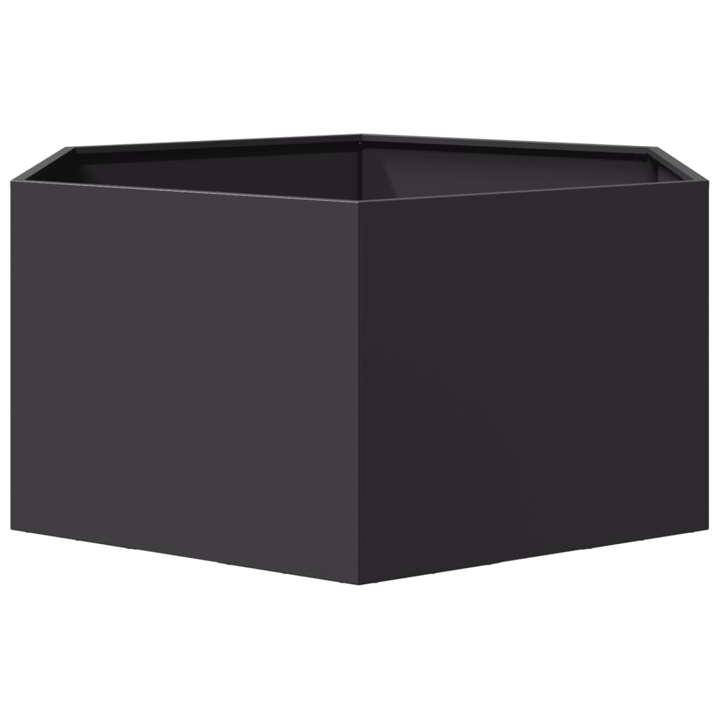Kuusnurkne aia taimekast, must, 104x90x45 cm, teras