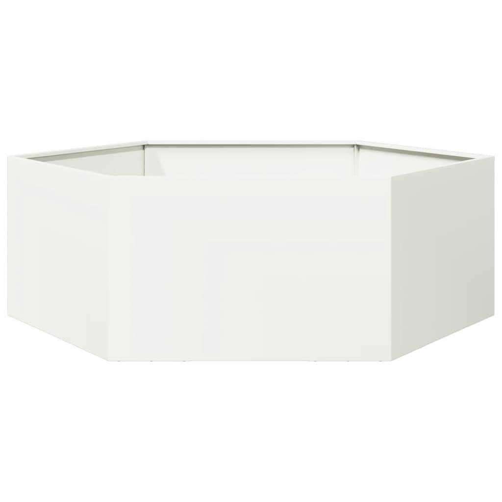 Kuusnurkne aia taimekast, valge, 138 x 120 x 45 cm, teras