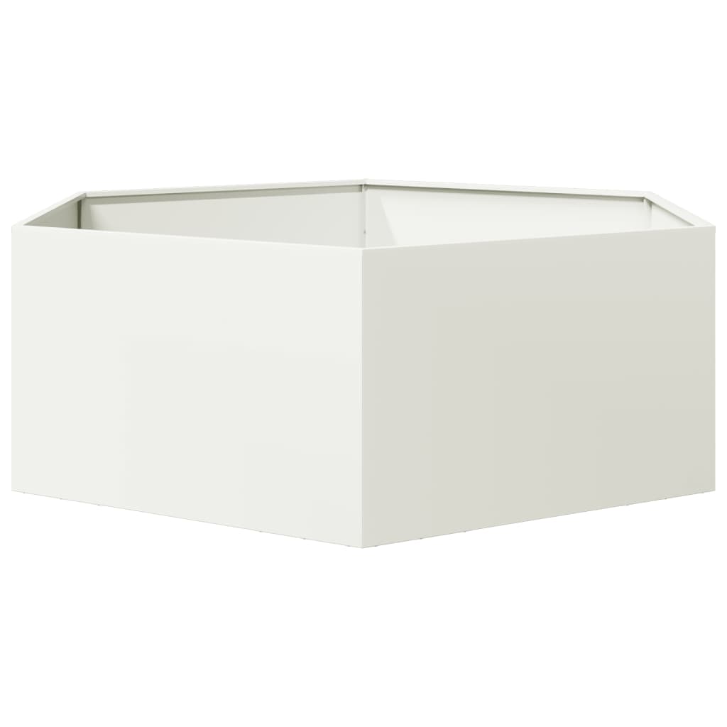 Kuusnurkne aia taimekast, valge, 138 x 120 x 45 cm, teras