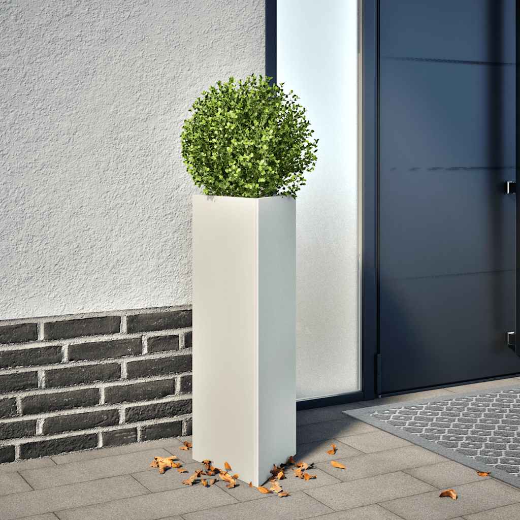 Kolmnurkne aia taimekast, valge, 30 x 26 x 75 cm, teras