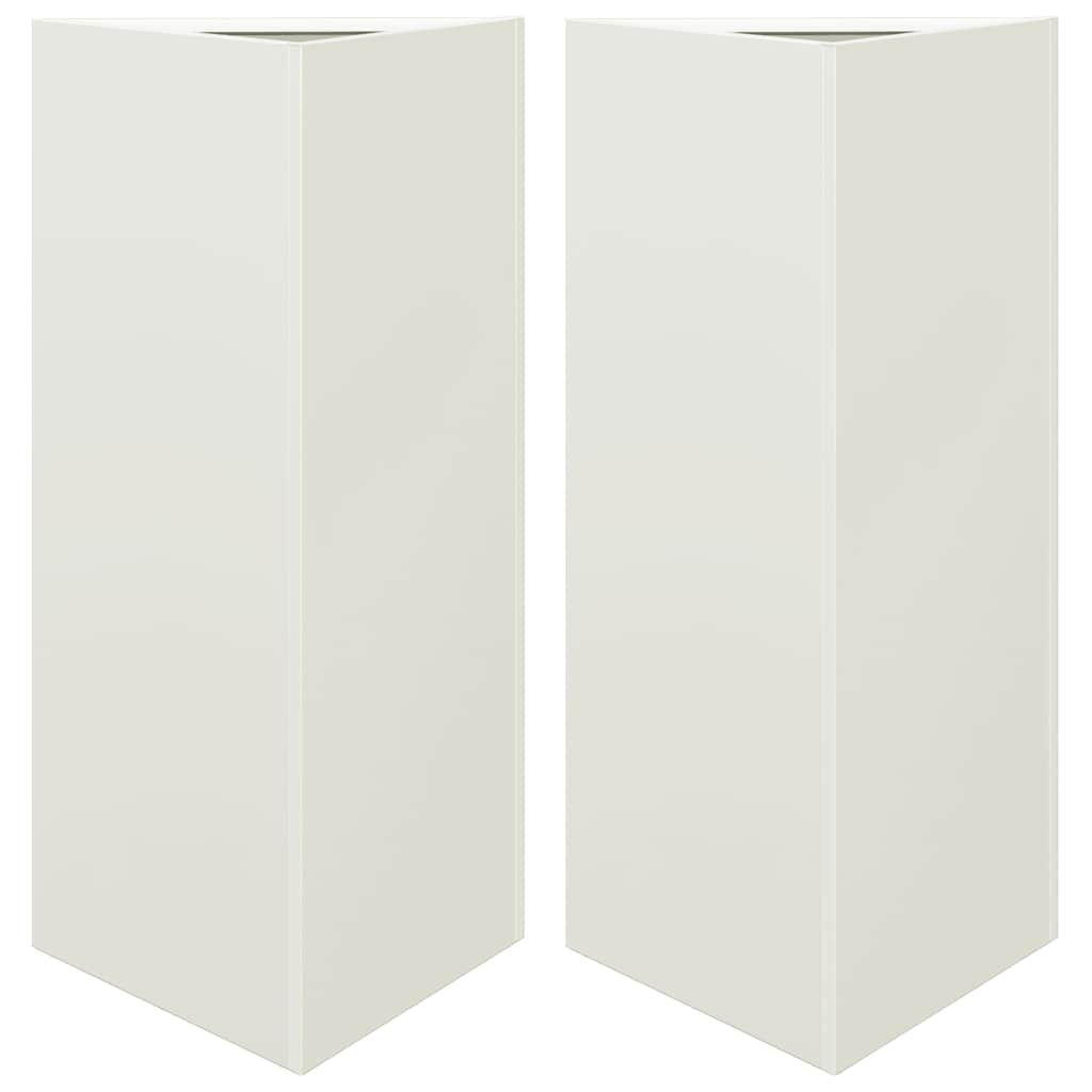 Aia taimekastid 2 tk, valge, kolmnurk, 40x34,5x75 cm, teras