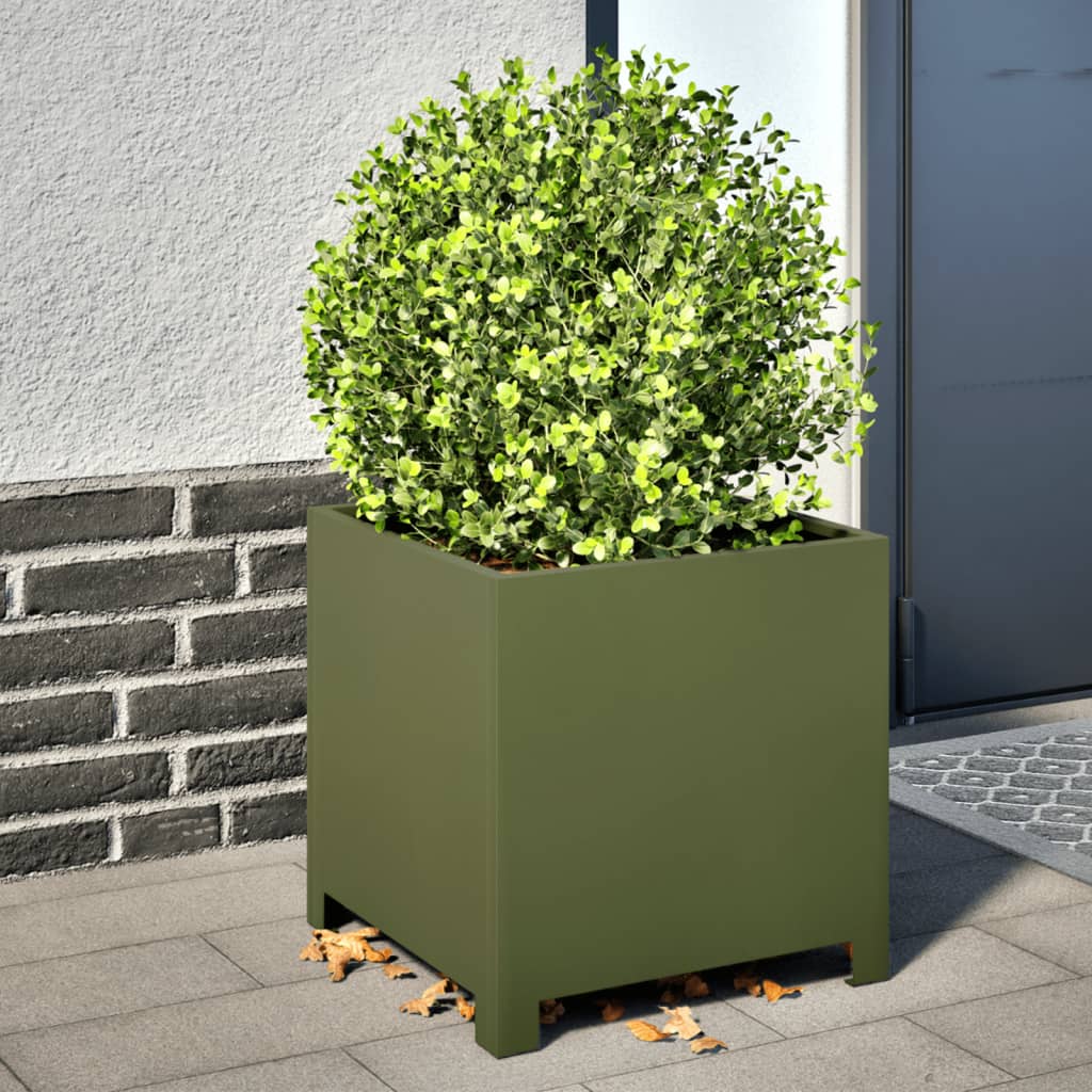 Aia taimekastid 2 tk, oliiviroheline, 40x40x40 cm, teras