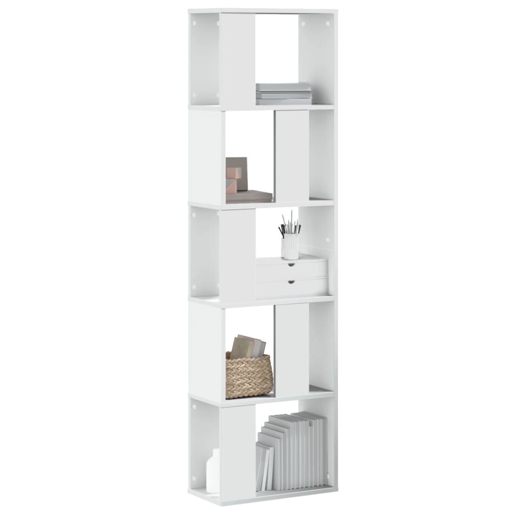 Raamaturiiul 5-korruseline, valge, 45x23,5x162,5 cm tehispuit