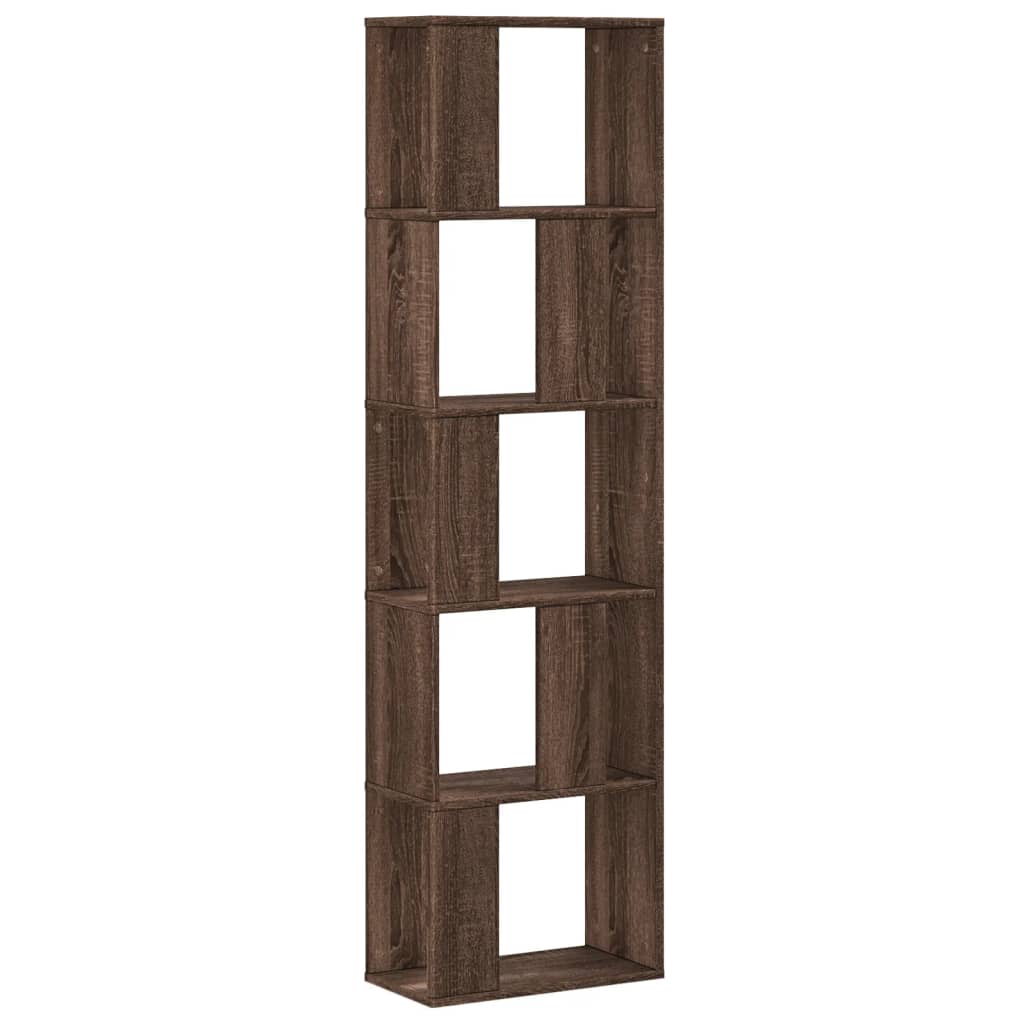 Raamaturiiul 5 korrust, pruun tamm, 45x23,5x162,5 cm tehispuit