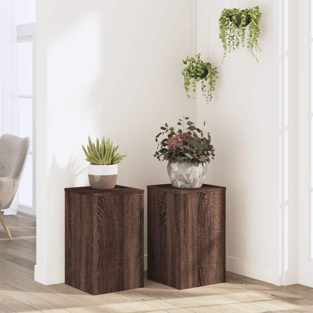 Taimealused 2 tk, pruun tamm, 30x30x50 cm, tehispuit