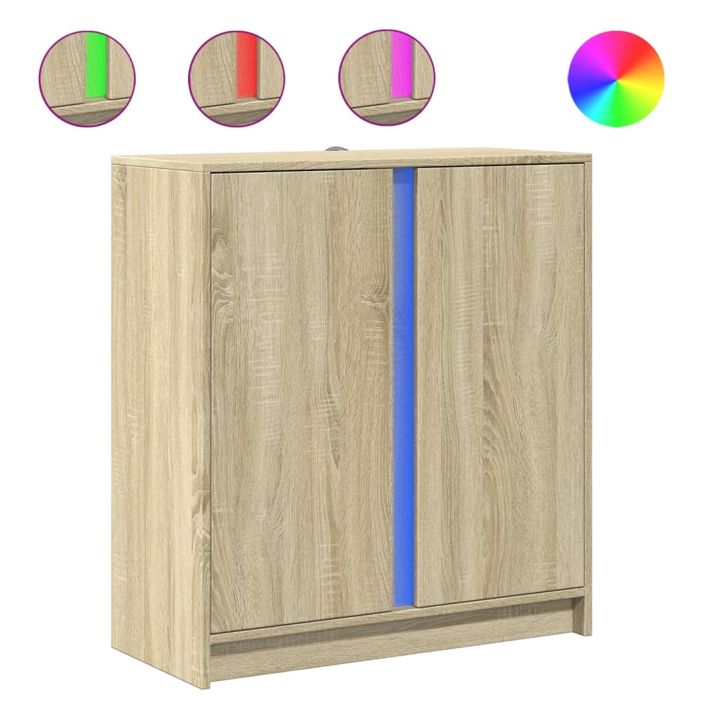 Puhvetkapp LED-tulega, Sonoma tamm, 77x34x85 cm, tehispuit