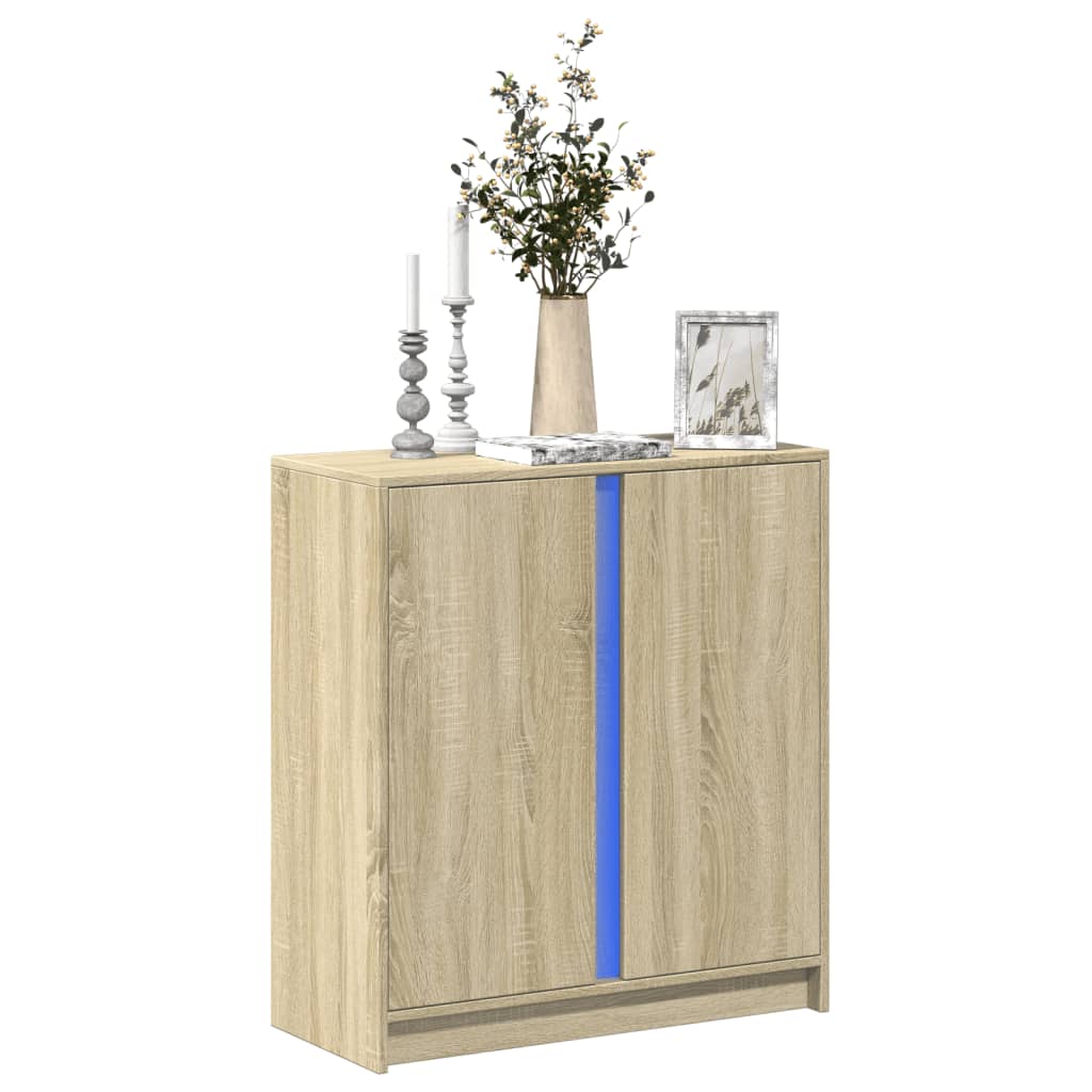 Puhvetkapp LED-tulega, Sonoma tamm, 77x34x85 cm, tehispuit