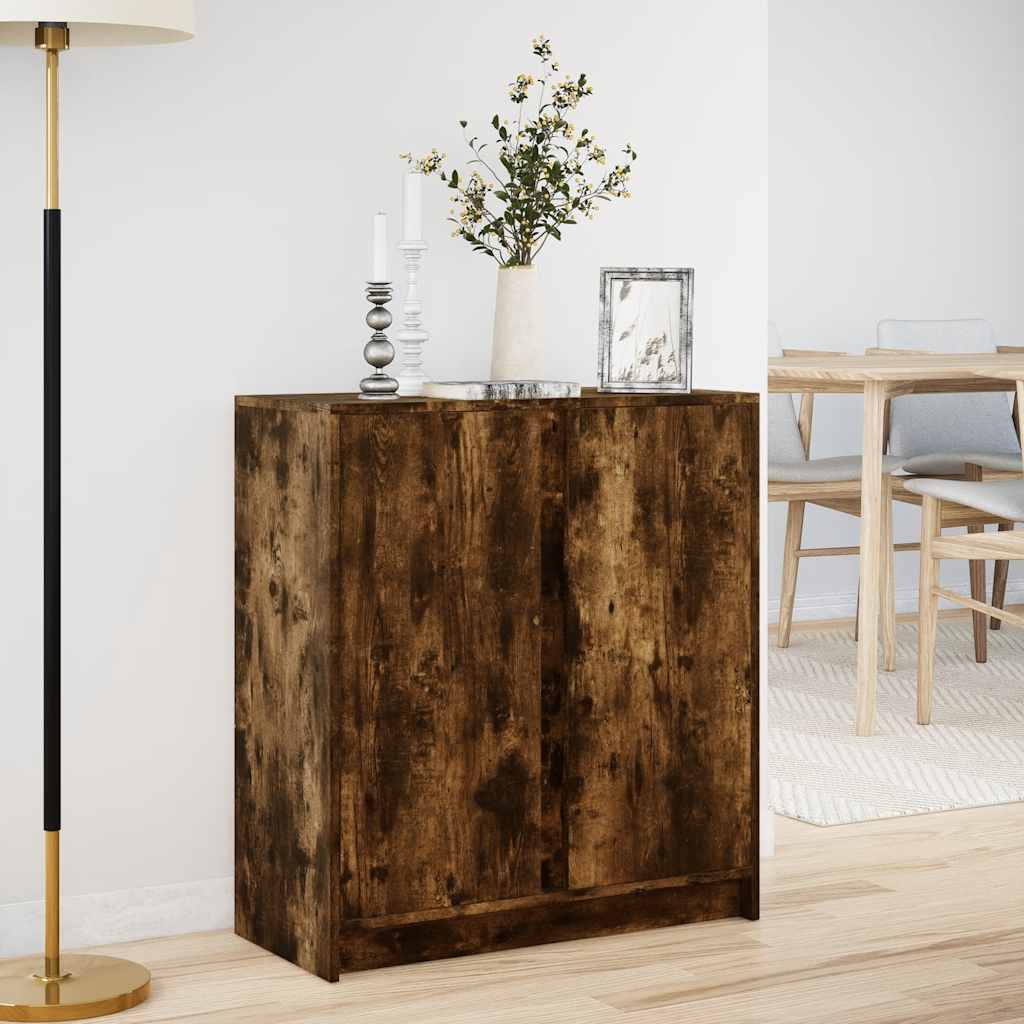 Puhvetkapp LED-tulega, suitsutatud tamm, 77x34x85 cm tehispuit