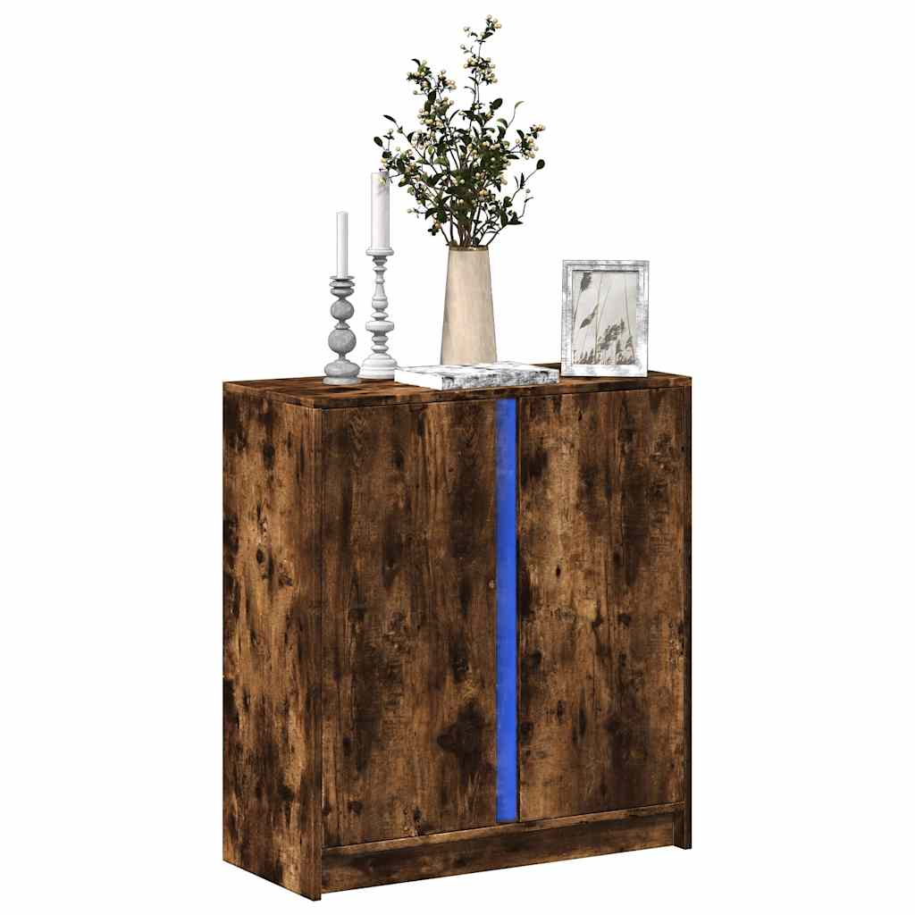 Puhvetkapp LED-tulega, suitsutatud tamm, 77x34x85 cm tehispuit
