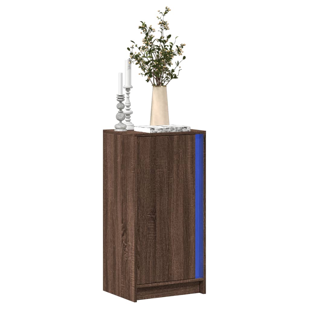 Puhvetkapp LED-tulega, pruun tamm, 42,5x34x85 cm, tehispuit