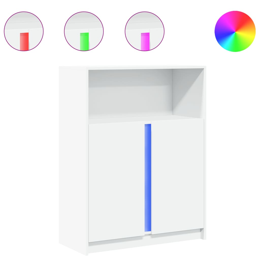 Puhvetkapp LED-tulega, valge, 77 x 34 x 100 cm, tehispuit