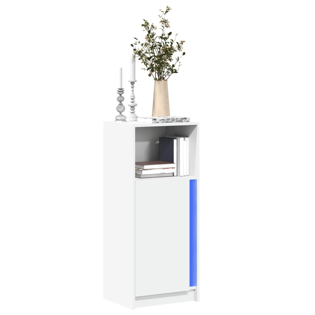 Puhvetkapp LED-tulega, valge, 42,5x34x100 cm, tehispuit