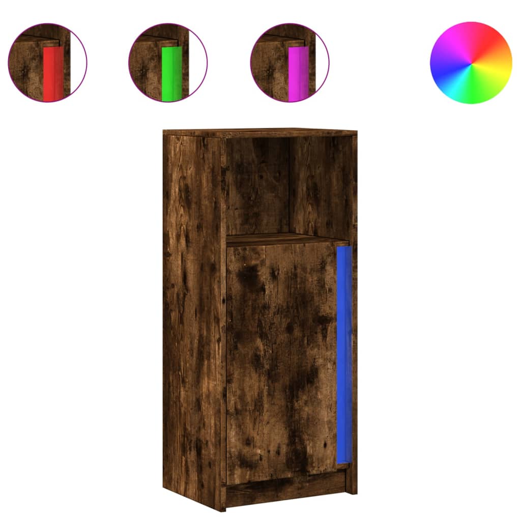 Puhvetkapp LED-tulega, suitsutatud tamm 42,5x34x100cm tehispuit
