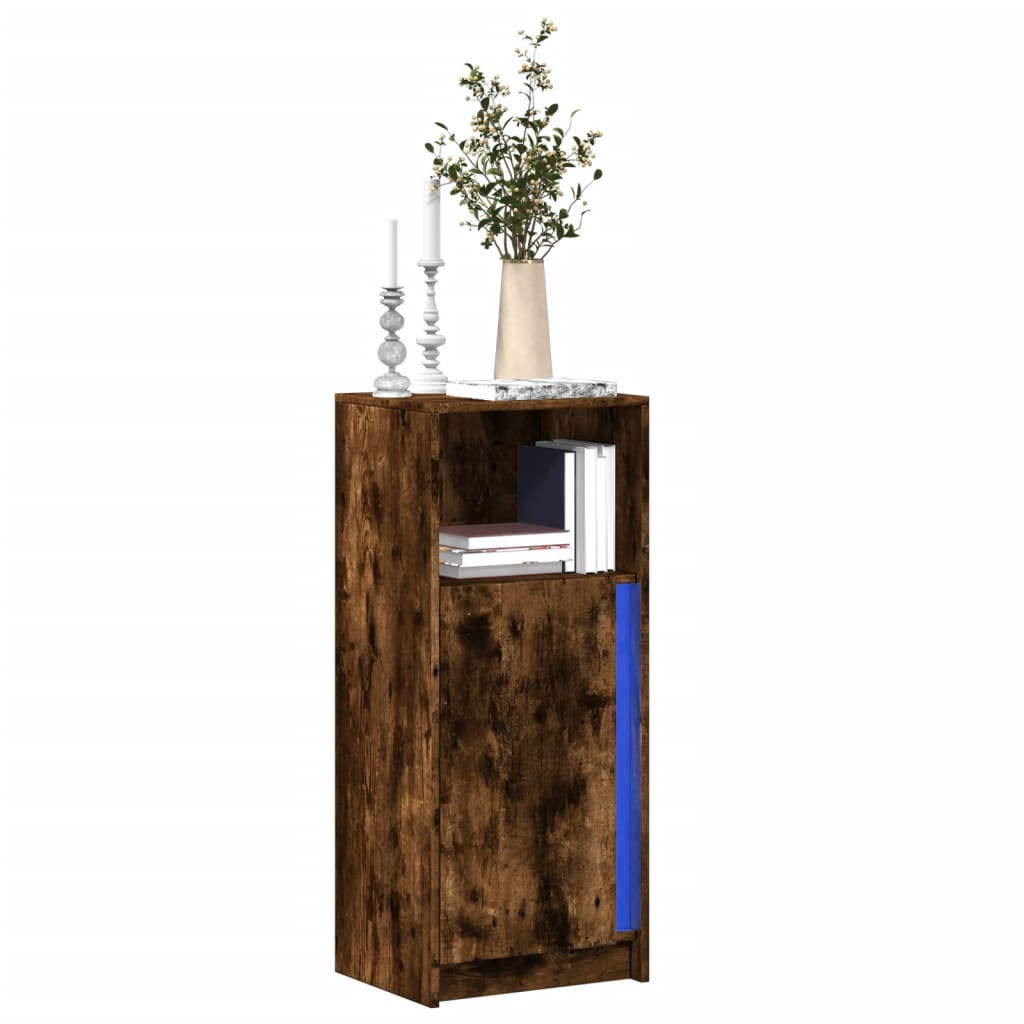 Puhvetkapp LED-tulega, suitsutatud tamm 42,5x34x100cm tehispuit