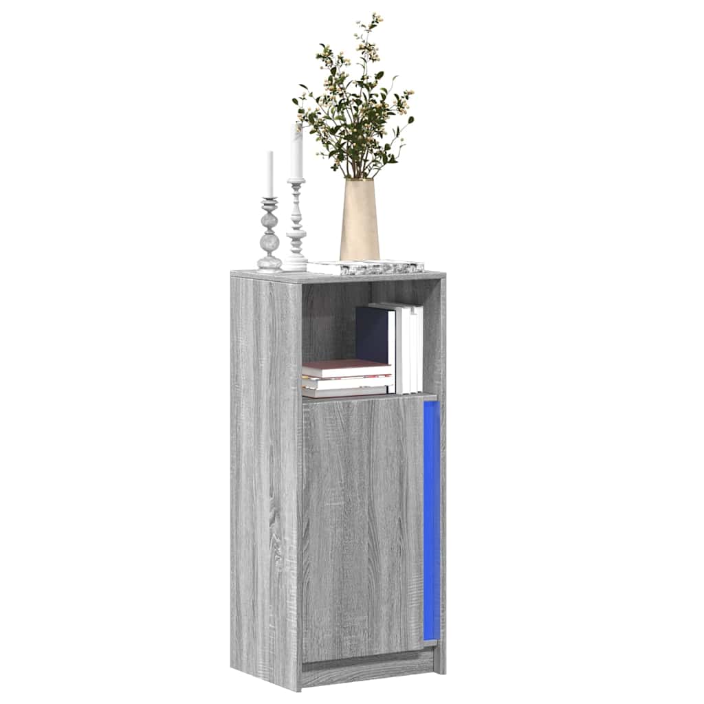 Puhvetkapp LED-tulega, hall Sonoma tamm 42,5x34x100cm tehispuit