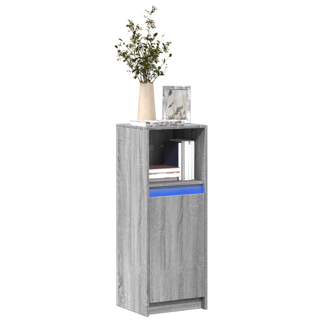 Puhvetkapp LED-tulega, hall Sonoma tamm, 38x34x100 cm tehispuit