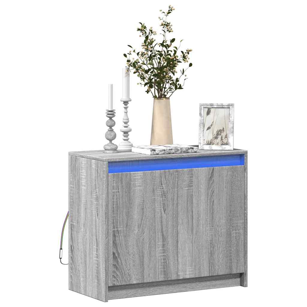 Puhvetkapp LED-tulega, hall Sonoma tamm, 72x34x61 cm, tehispuit
