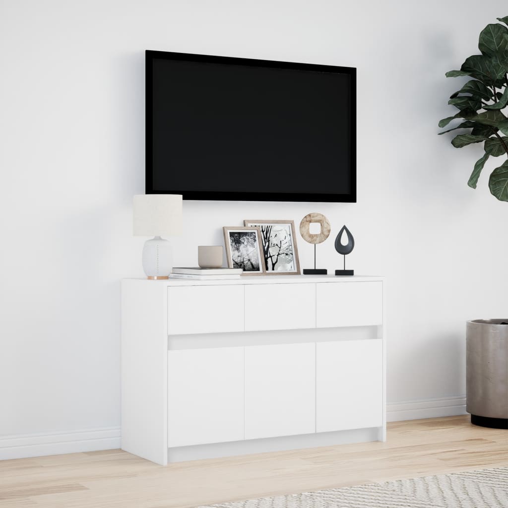 Telerikapp LED-tuledega, valge, 91x34x61 cm, tehispuit