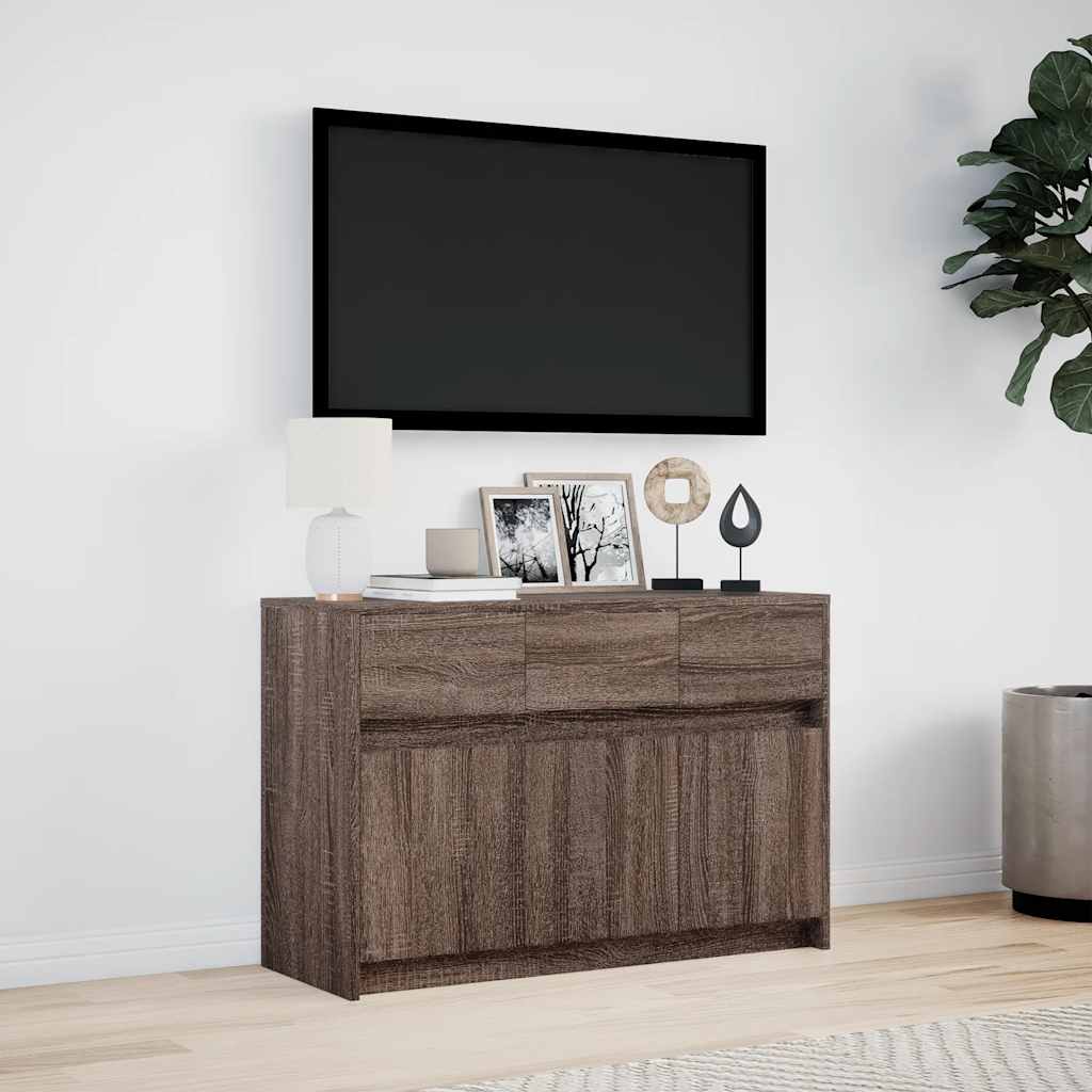 Telerikapp LED-tuledega, pruun tamm, 91x34x61 cm, tehispuit