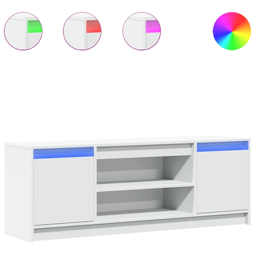 Telerikapp LED-tuledega, valge, 139,5x34x50 cm, tehispuit