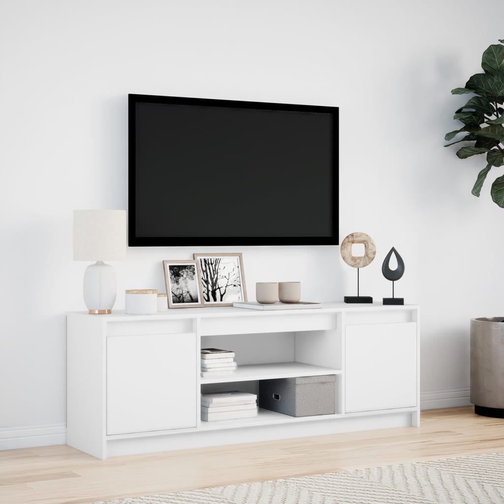 Telerikapp LED-tuledega, valge, 139,5x34x50 cm, tehispuit