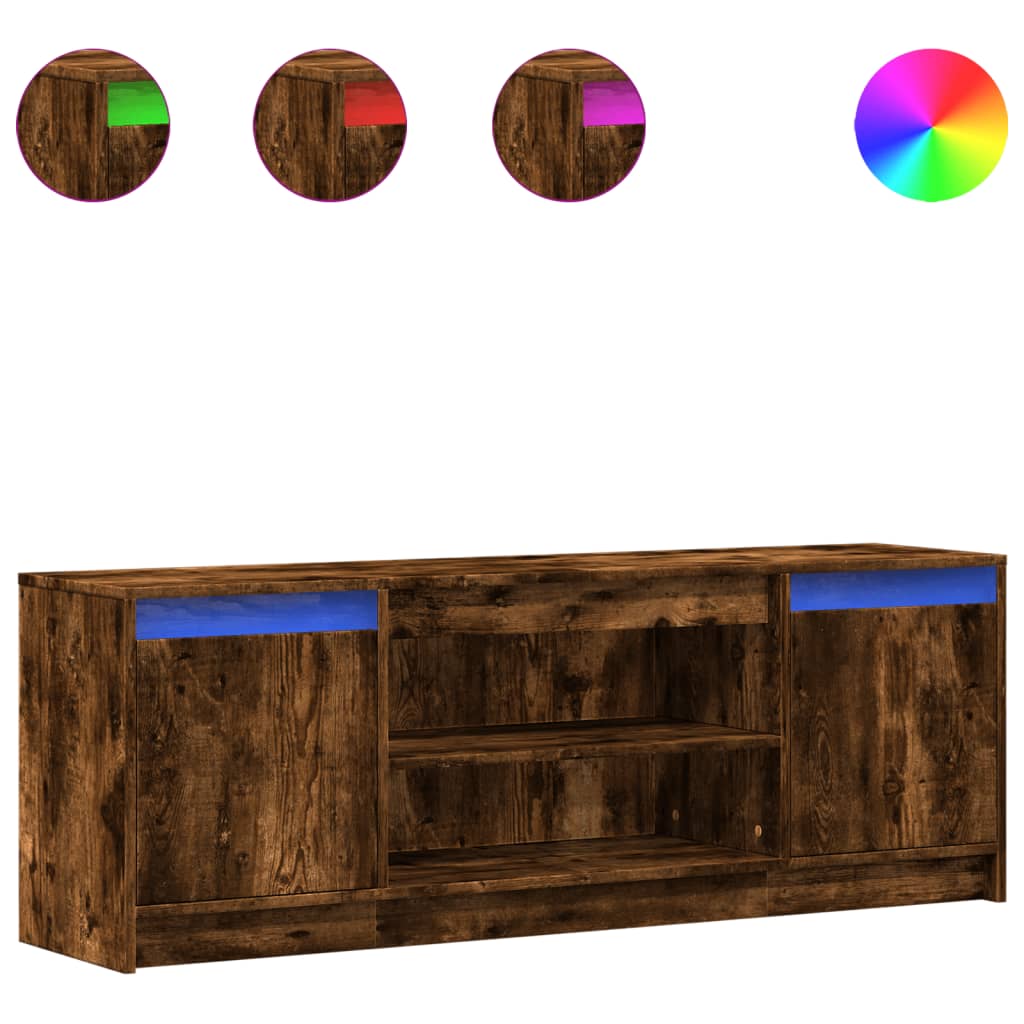 Telerikapp LED-tuledega, suitsutamm, 139,5x34x50 cm, tehispuit