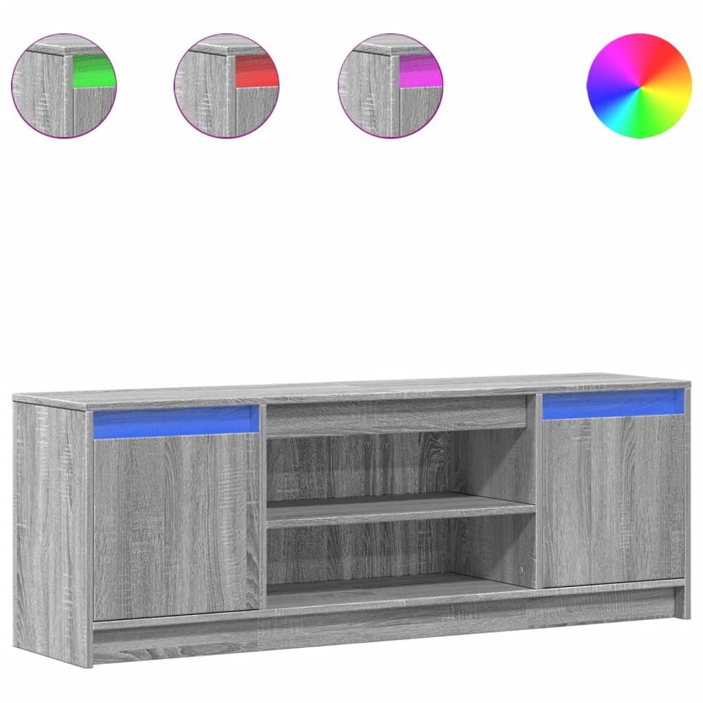 Telerikapp LED-tuledega, hall Sonoma, 139,5x34x50 cm, tehispuit
