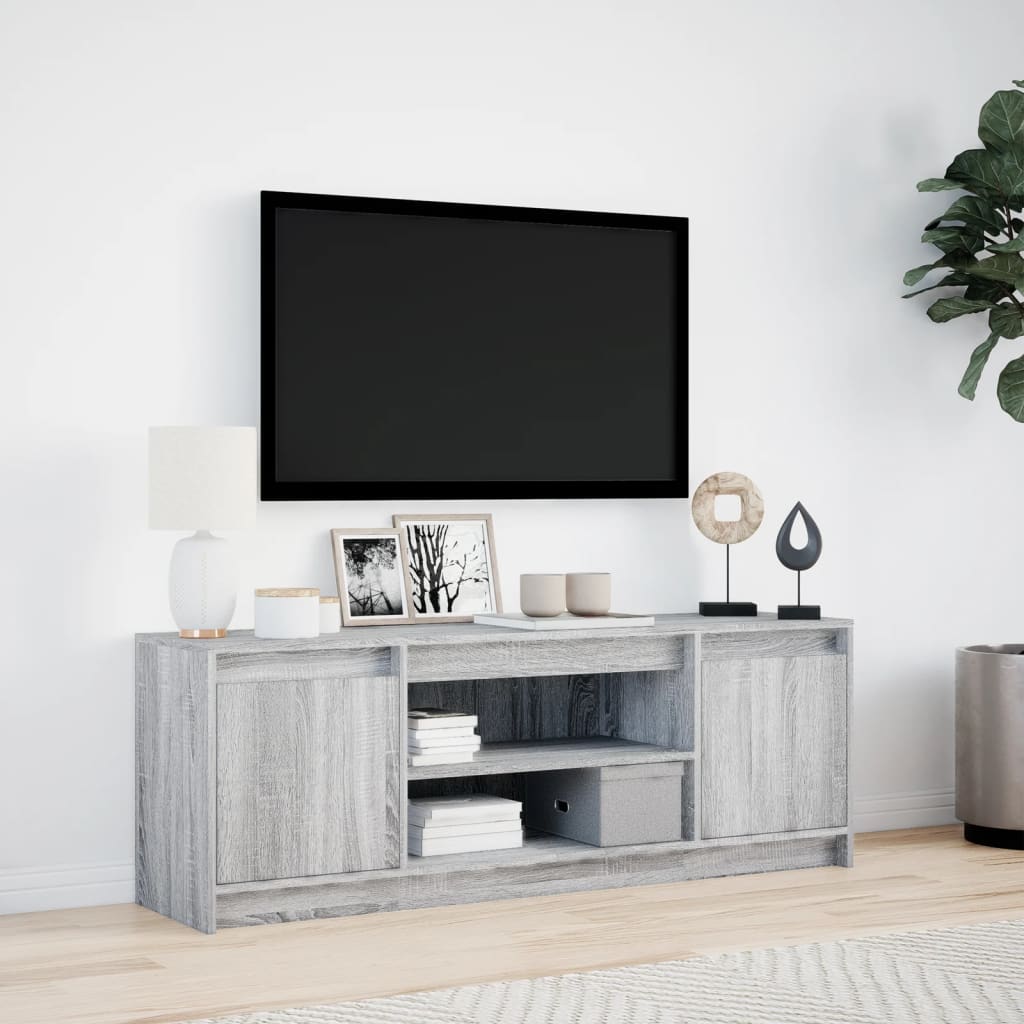 Telerikapp LED-tuledega, hall Sonoma, 139,5x34x50 cm, tehispuit