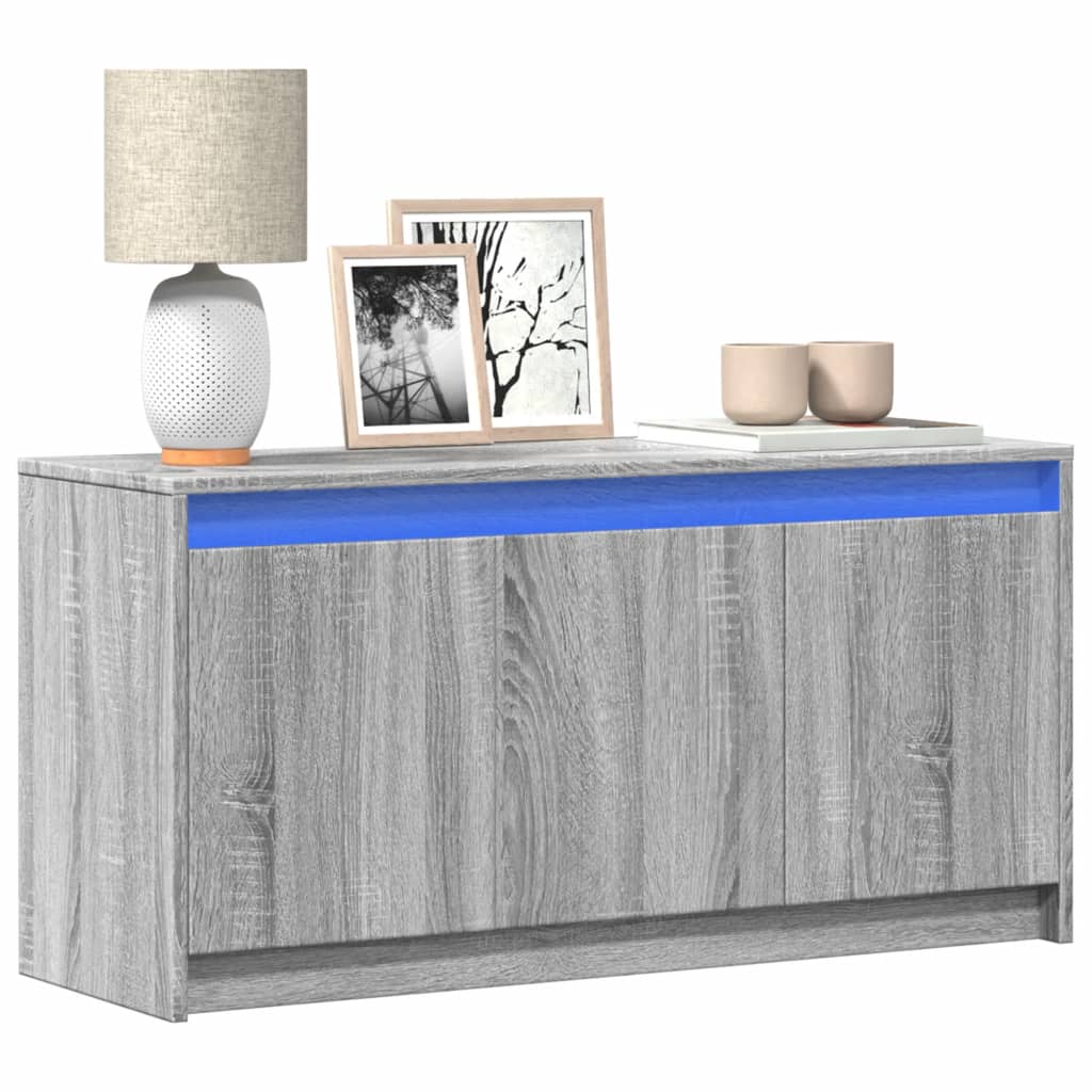 Telerikapp LED-tuledega, hall Sonoma, 100x34x50 cm, tehispuit