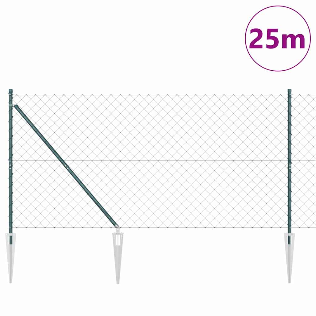 Nõelaga ketislipp 1 x 25 m PVC-kaetud teras Roheline Võrk