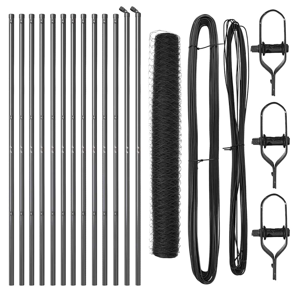 Keenutatud aiaposti fikseerija 25 x 1 m PVC-kaetud teras Hall