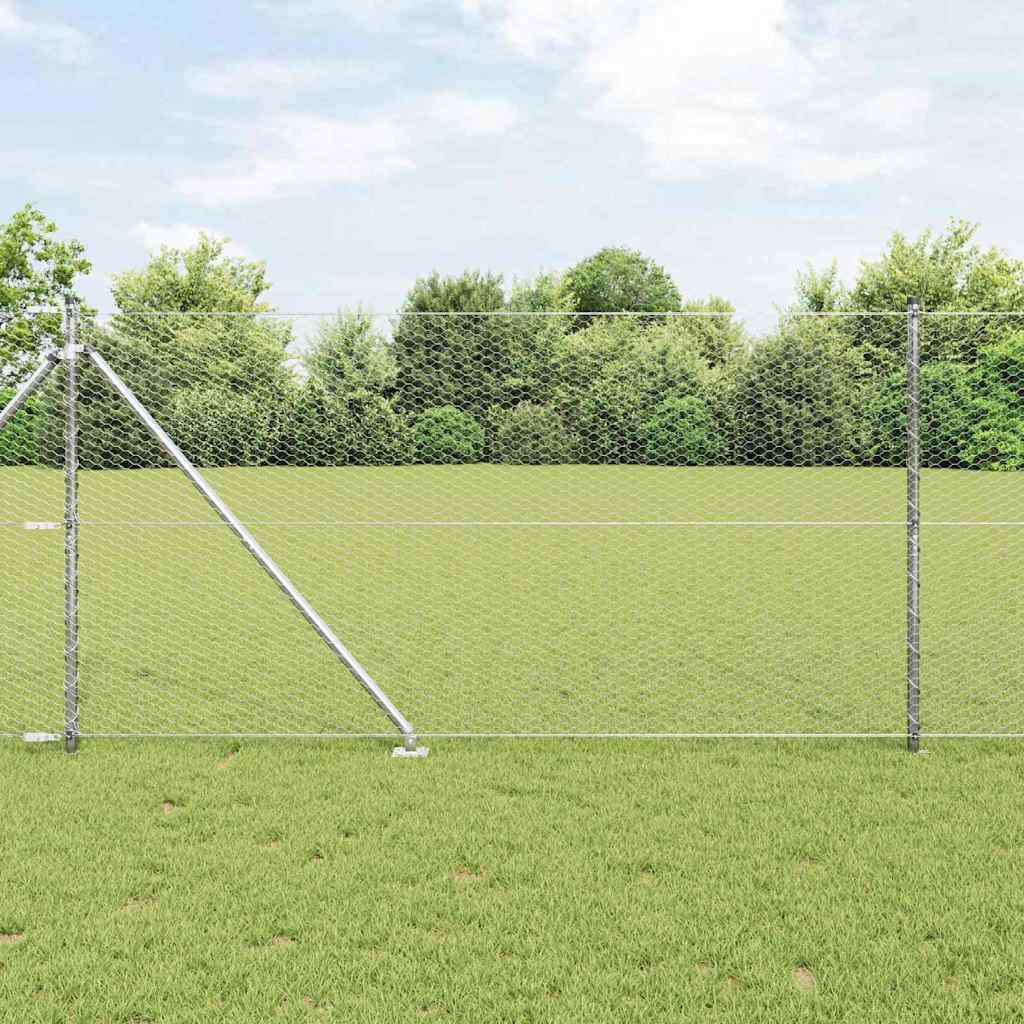 Kuusnurkne aed koos posti 25 x 1,2 m Tsingitud teras Hõbedane