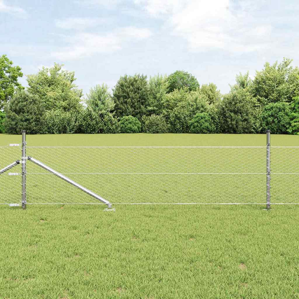 Kuusnurkne aed koos posti 100 x 0,8 m Hõbedane Võrk