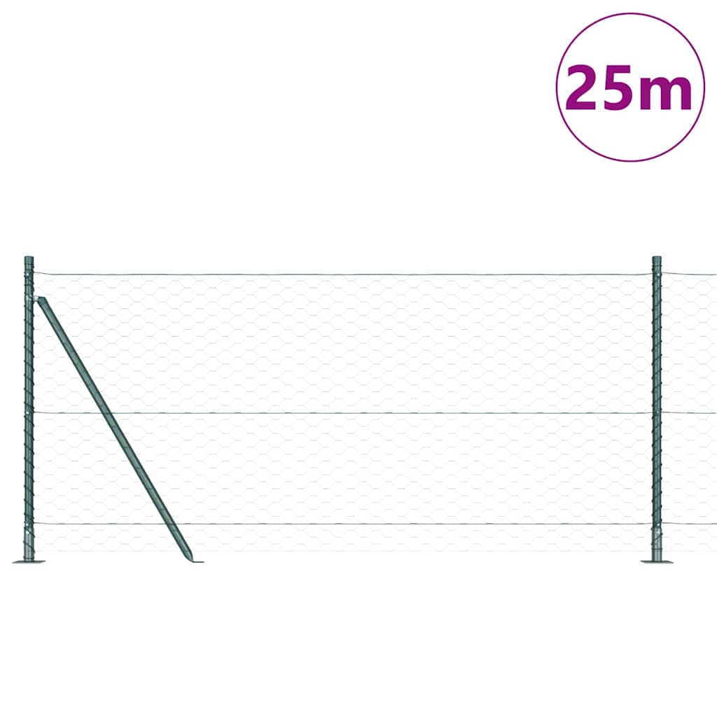 Heksagonaalne aiaelement betoonalusel 25 x 1 m PVC-kaetud teras
