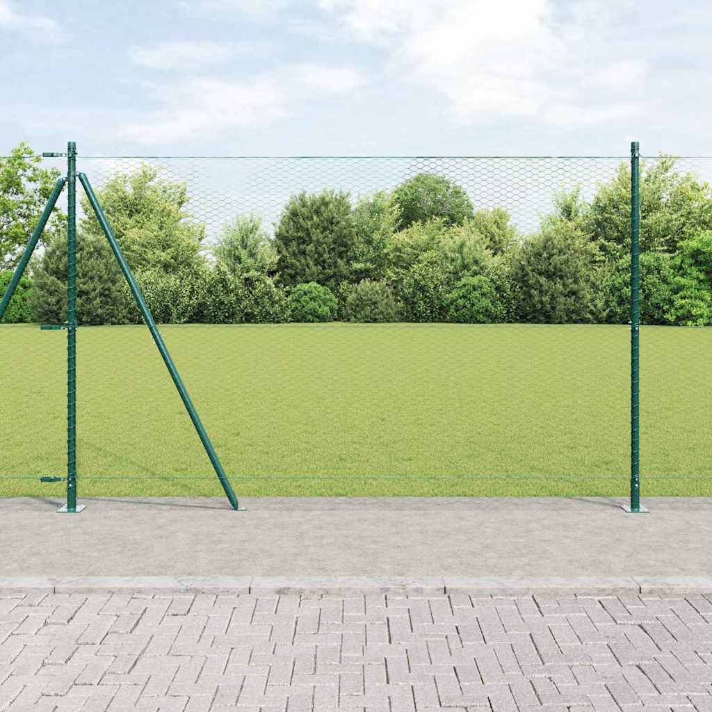 Heksagonaalne aiaelement betoonalusel 25 x 1,5 m Roheline Võrk