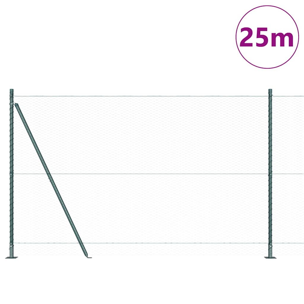 Heksagonaalne aiaelement betoonalusel 25 x 1,5 m Roheline Võrk