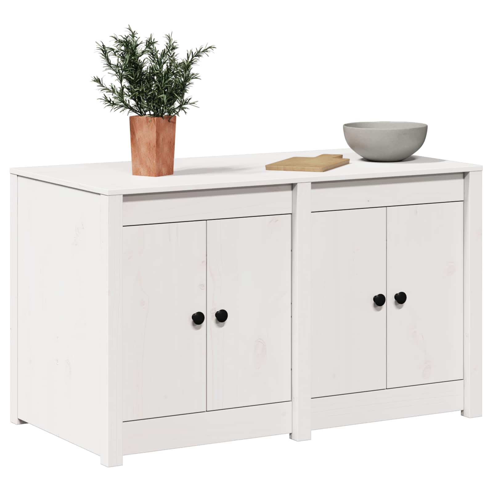 Köögikapp riiuliga MEPPEL Valge 106 x 55 x 64 cm Männipuit