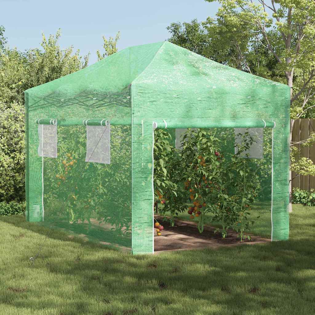 Kasvuhoone koos pop-up raami Roheline 280 x 410 x 315 cm Raud