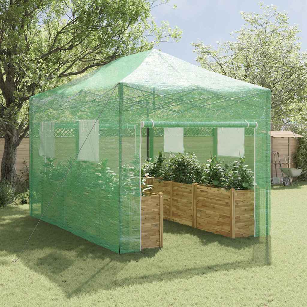 Kasvuhoone koos pop-up raami Roheline 280 x 410 x 315 cm Raud
