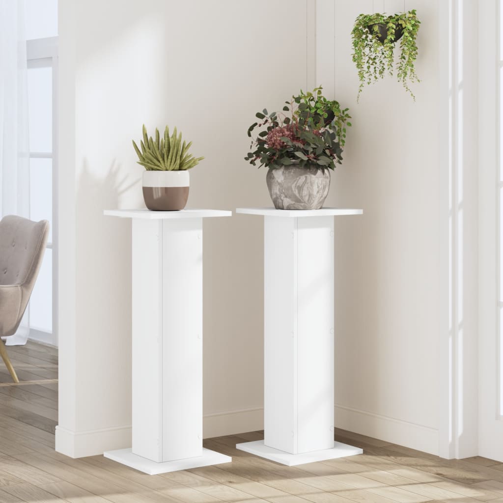 Taimealused 2 tk, valge, 30 x 30 x 80 cm, tehispuit