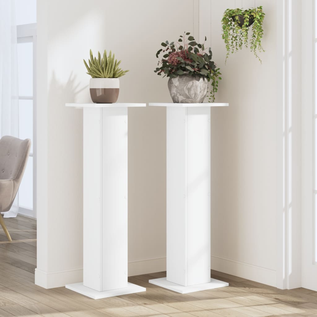 Taimealused 2 tk, valge, 30 x 30 x 95 cm, tehispuit