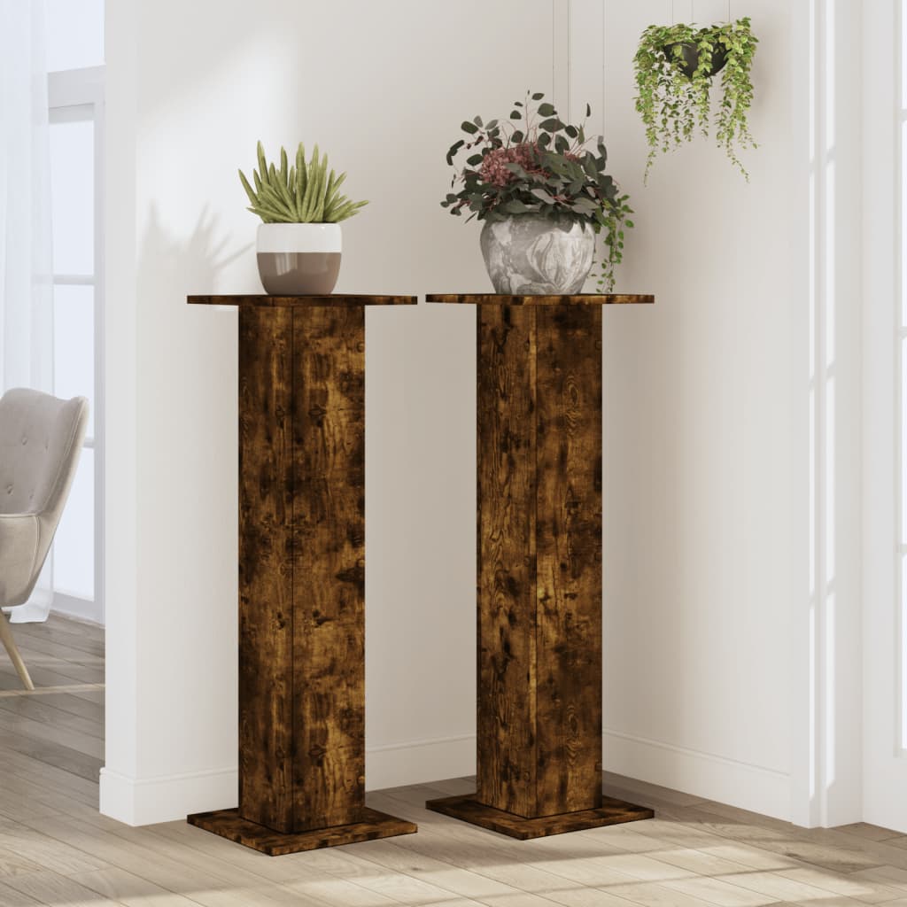 Taimealused 2 tk, suitsutatud tamm, 30x30x95 cm, tehispuit