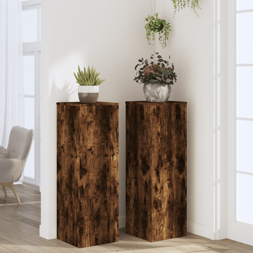 Taimealused 2 tk, suitsutatud tamm, 33 x 33 x 100 cm, tehispuit