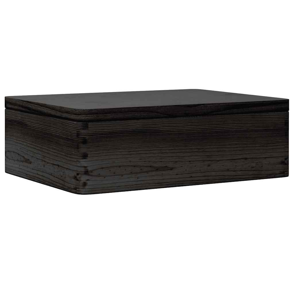 Puidust kast kaanega must 40x30x13 cm täispuit männipuit