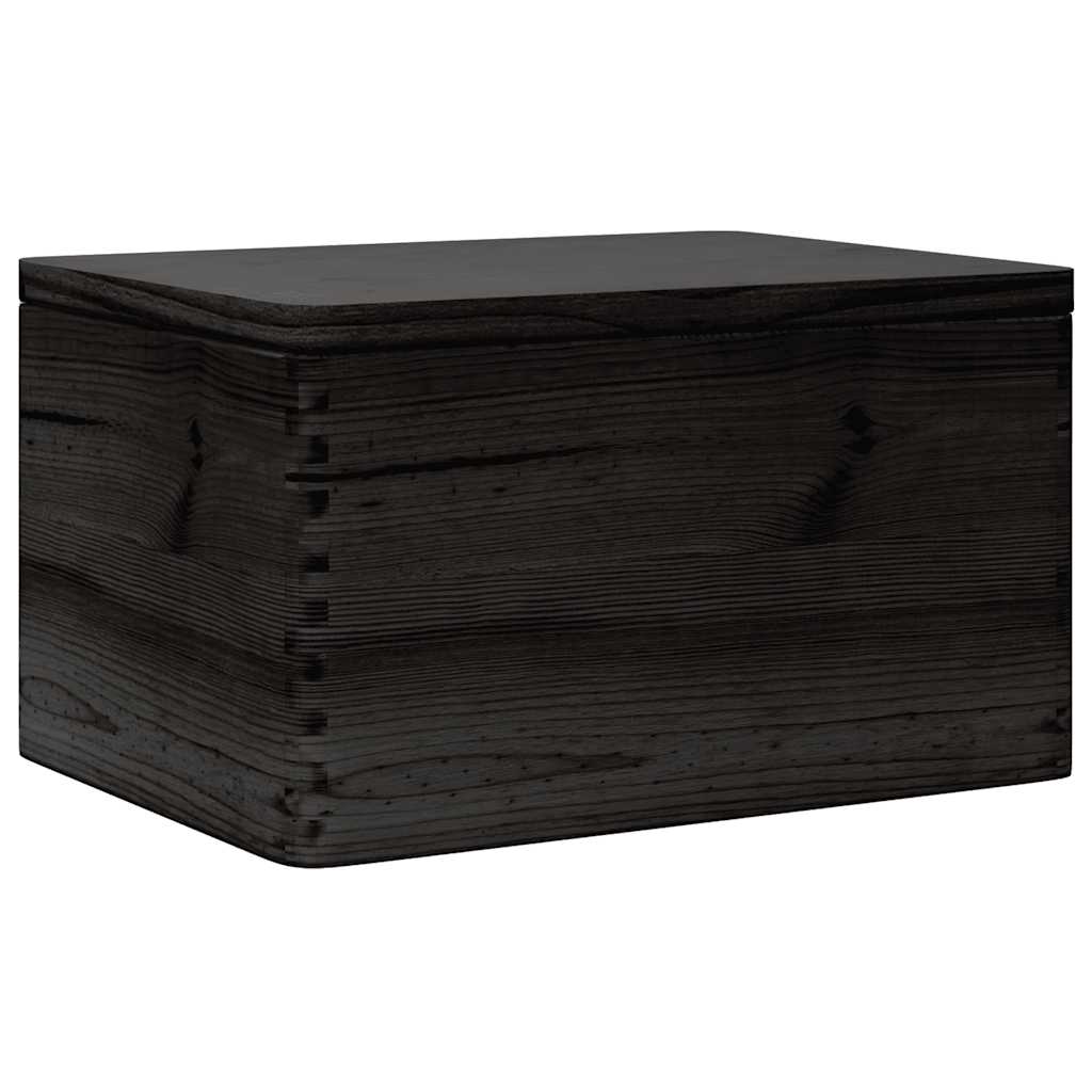 Puidust kast kaanega must 40x30x23 cm täispuit männipuit